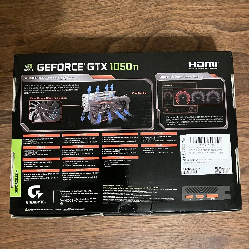 Gigabyte GeForce GTX 1050 Ti OC Video Card GPU HDMI, $350 @new